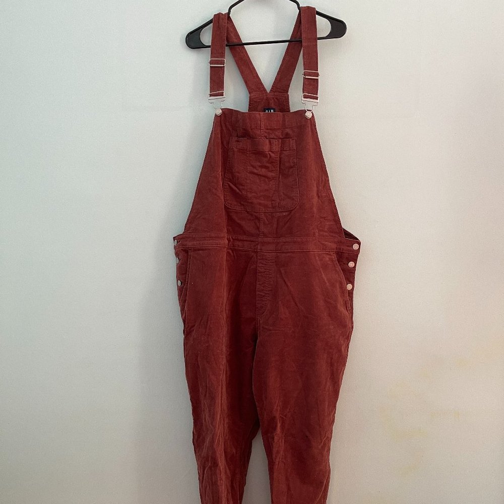 GAP Rust Red Corduroy Straight-Leg Overalls